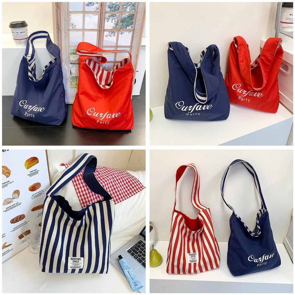 Borsa a Tote in Tela da Donna con Strisce Eleganti e Design Bicolore per l'Uso Quotidiano