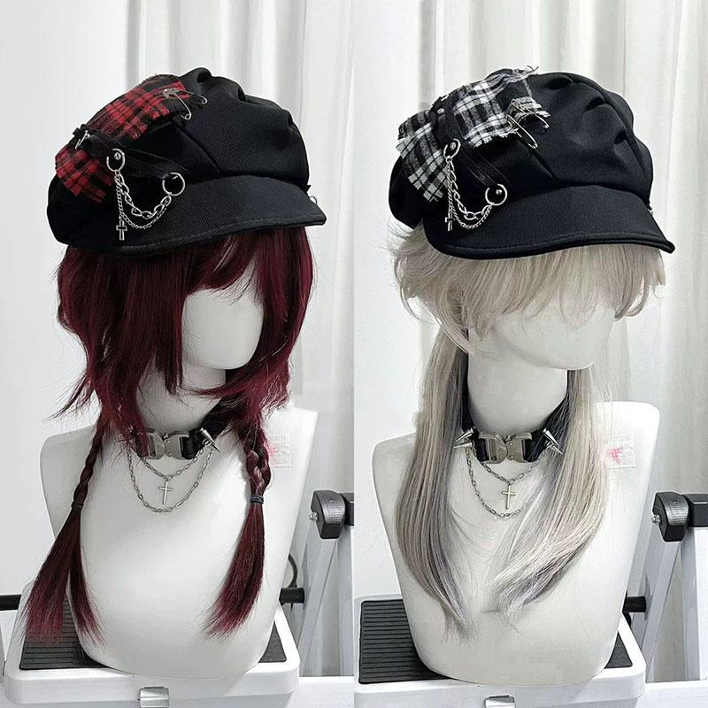 Nuovo Cappello da Donna alla Moda Dolce Stile Cool Harajuku Gotico Lolita Berretti Cappelli Ragazza Ragazzo Y2K Steampunk Punk Catena Cappelli Fatti a Mano