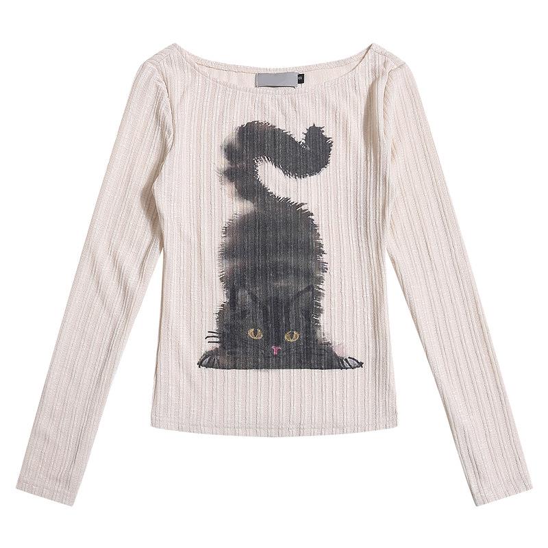 

YPRS Мужская Модная Приталенная Летняя Футболка с Длинным Рукавом - Плоское Плечо, Шикарный Стиль, Модный Дизайн S грязно-белый