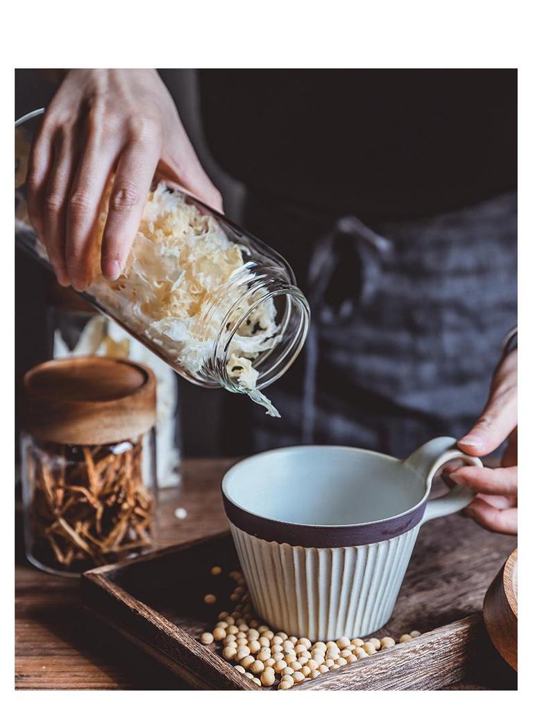 High Borosilicate Threaded Glass Storage Jar for Kitchen Grains and Coffee Beans.