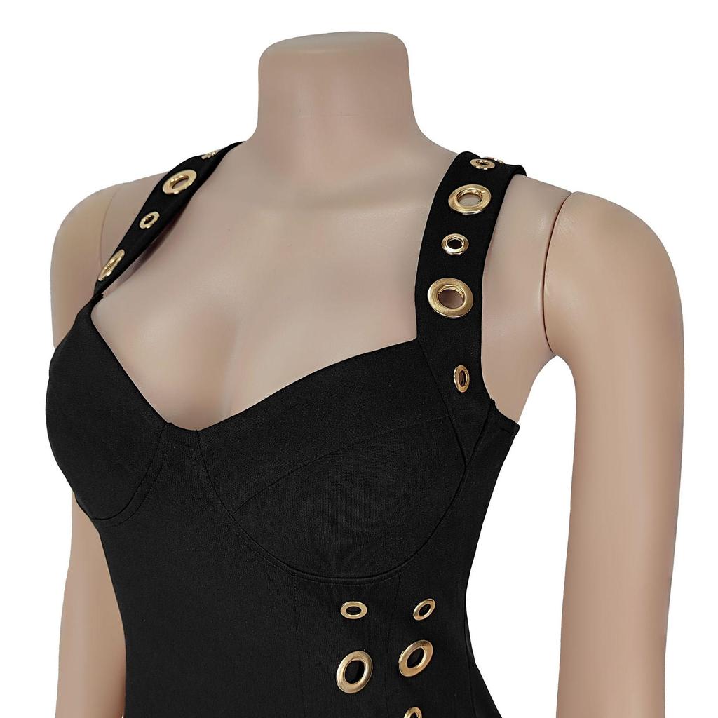 C7322 Elegant Slim-Fit Women's Dress with Button Decoration