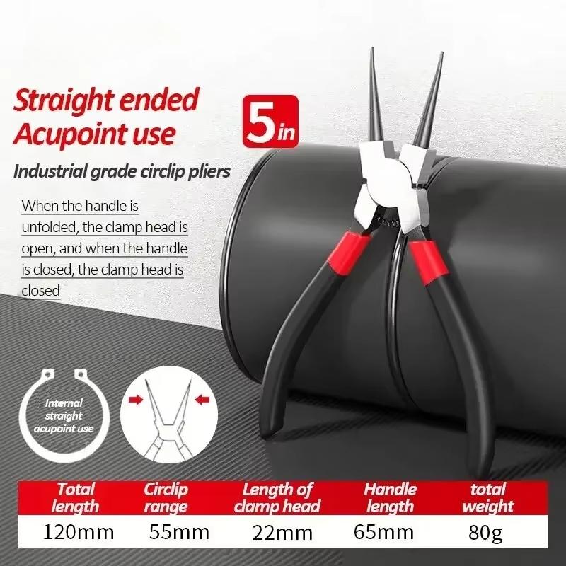 5-In Circlip Pliers Retaining Ring Pliersfor Removing Installing Puller Locking Rings ShaftsNeedle nose Pliers
