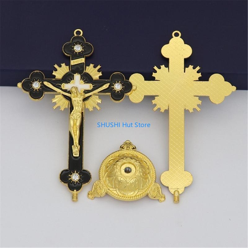 Metal Desktop Crucifix Christian Catholic Ornament Home Church Pray Ornaments Souvenir Desktop Display Ornaments D57B