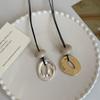 Unique Design Irregular Hollow Matte Color Oval Stone Pendant Necklaces for Women Adjustable Rope Chain Chokers Jewelry