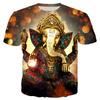 Summer Round Neck 3D Hindu Deities Graphic Print Top Fashionable Casual Short Sleeved Men's and Women's Unisex T-shirts