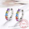Fashion Jewelry 925 Sterling Silver Colorful Crystal Stud Earrings For Women Romantic Earring Brincos Pendientes
