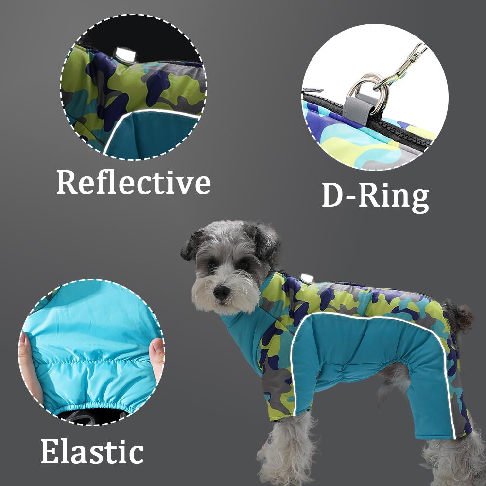 Windproof Dog Clothes Winter Warm Puppy Jumpsuit Reflective Pet Costume For Small Medium Dogs Cats Chihuahua Schnauzer Outfits