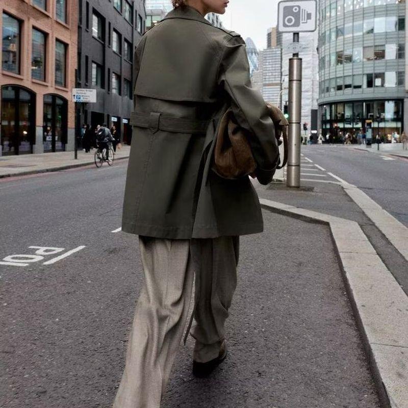 Zbzr Autumn New Women Clothes Western Style Fashion Simple Hydrophobic Windproof Double Placket Trench Coat 8073256-
