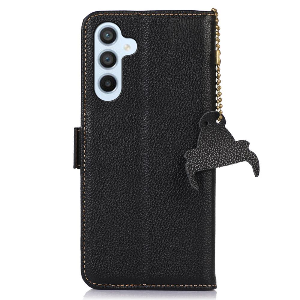 For Samsung Galaxy A05s 4G Case RFID Blocking Phone Wallet Case Genuine Cow Leather Cover