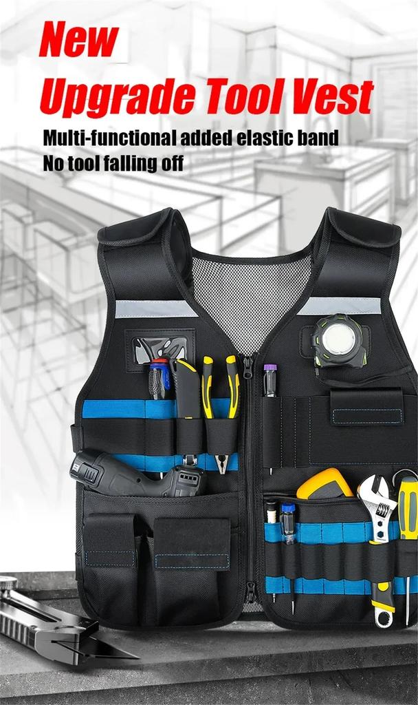 Breathable Tool Organizer Multi-pocket The Ground Tool Vest For Electrician Carpenters Tool Bag Thickened Work High Above