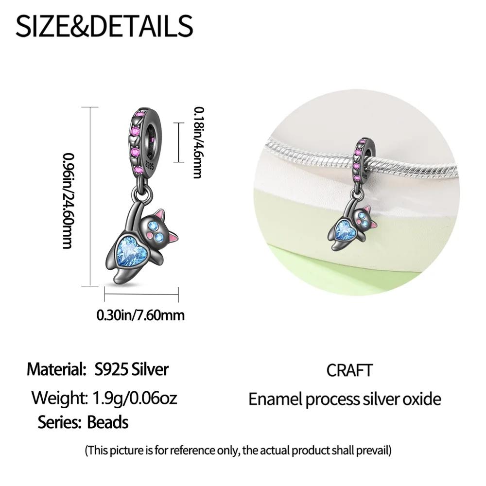 Copper Black Animal Cat Cute Paw Charm Pendant Beads Fit Pandora Charms Original Bracelet For Women Fine Jewelry Making Gift