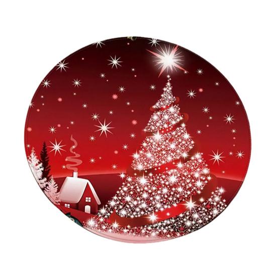 Christmas Floor Mat Round Santa Claus Xmas Area Rug Anti-Slip Absorbent Gingerbread Man Carpet for Festive Home Entrance Living Room Decor
