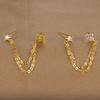 Exquisite Green Zircon Flower Hoop Earrings 18K Gold Plated Stainless Steel Chain Piercing Earring Luxury Jewelry Aretes Mujer