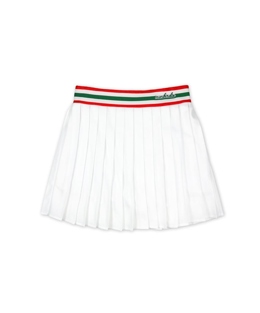 MONBIRDIE GOLF Waist Colored Mesh Skirt Color Line Contrast Mesh Skirt_White
