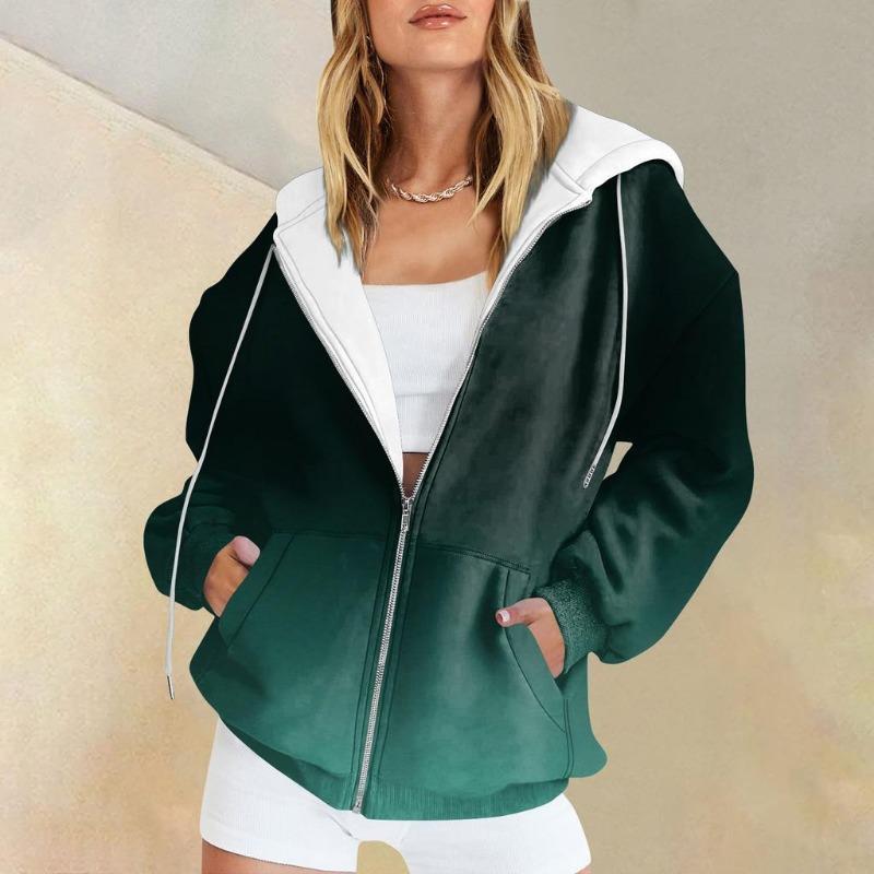 

Женские толстовки с капюшоном Повседневная мода Градиентный принт Топы с длинным рукавом Пуловеры Толстовки с капюшоном на молнии Пальто 6XL