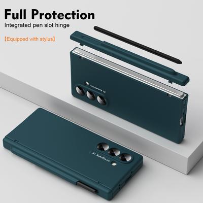 Macaron Style Frosted Hard PC Cover Case For Samsung Galaxy Z Fold 7 6 5 4 3 2 with Glass Screen Protector Touch Pen