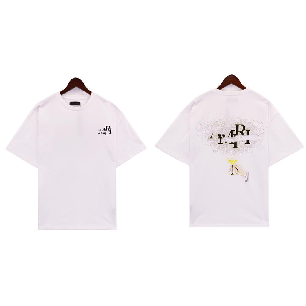 2024 New Amiri Starlight Embellished Printed Men's and Women's Casual T-Shirt Temperament Sports Short Sleeve T-Shirt