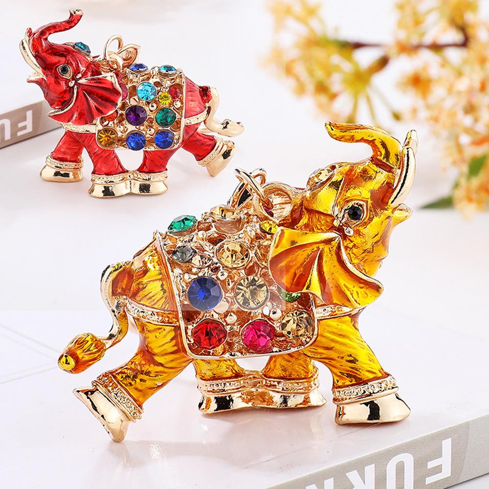 Thai Drip Oil Diamond War Elephant, Creative 3D, Elephant Car Keychain, Pendant, Small Gift