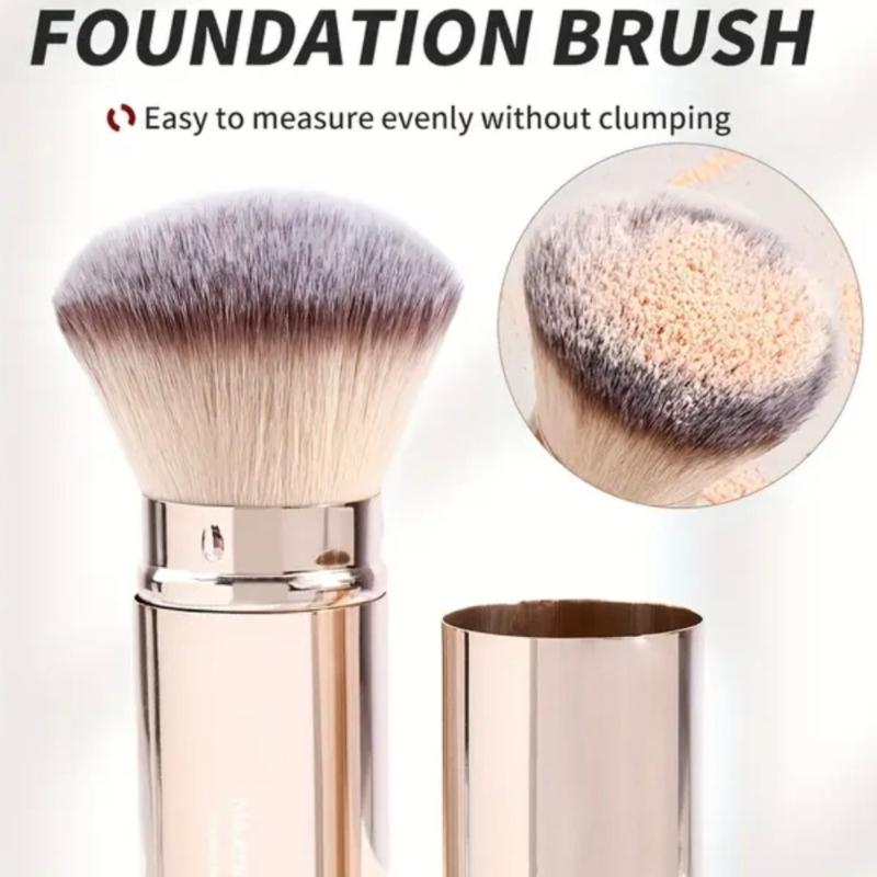 Retractable Brush Loose Powder Brush Makeup Brush Foundation Brush Beauty Tool Blush Brush Aluminum Tube with Cover