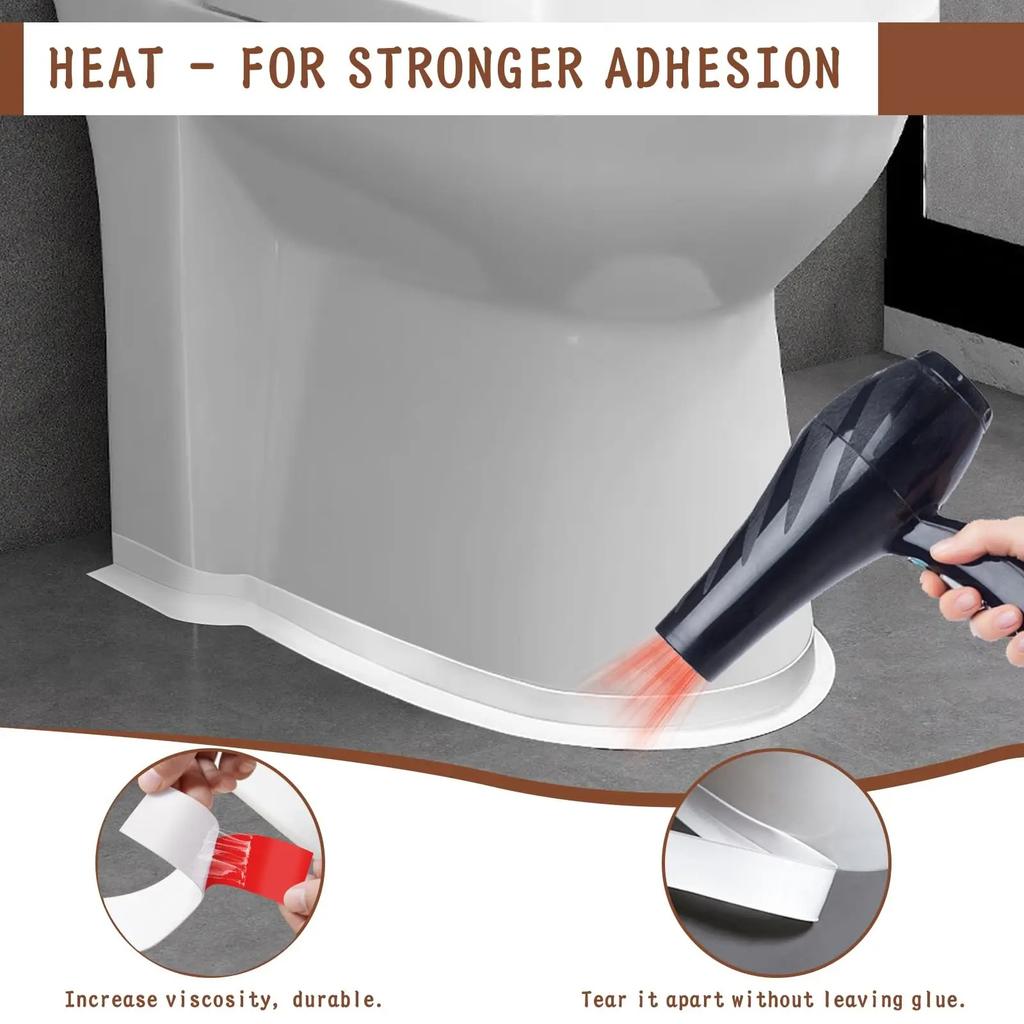 1PC 1M/39.37in Waterproof Sealing Tape For Bathroom Kitchen Home House PVC Water Proof Seal Strip Self Adhesive Wall Sticker