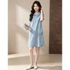 D.F.DEAR Women's Jacquard Polo Collar Summer Mid-Length Dress