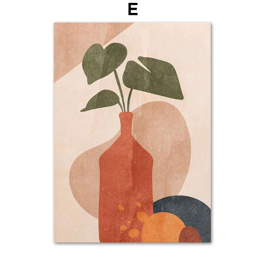 Boho Abstrakt Landschaft Geometrie Berg Regenbogen Sonne Blatt Poster Drucke Wandkunst Leinwand Malerei Wohnzimmer Heimdekor