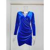 Women's elegant solid color long-sleeved V-neck sexy short dress clothes sale