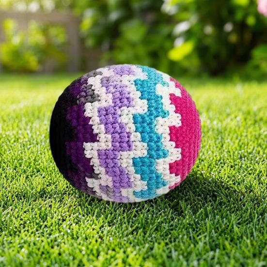Handmade Crochet Footbags Yarn Multicolored Kids Adults Hacky Sack Knitted Throwing Beanbag Juggling