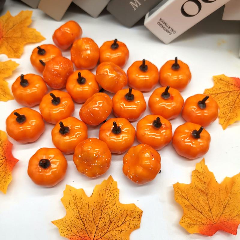 12/24/48Pcs Mini Artificial Pumpkin Happy DIY Halloween Fake Simulation Vegetabl Decoration for Home Halloween Props Crafts