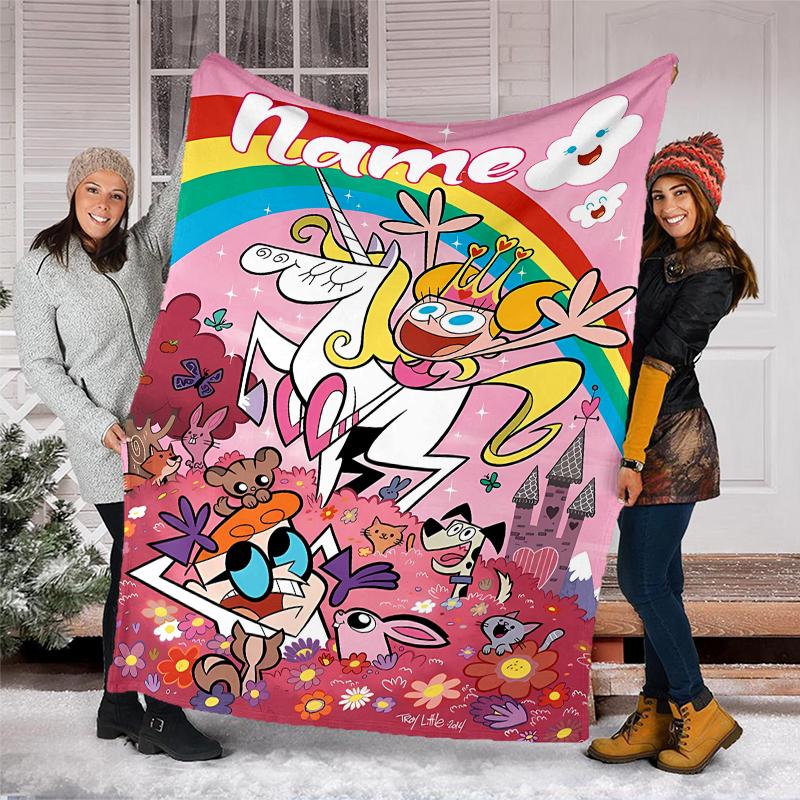 Personalized Custom Name Blanket - Dexter's Laboratory Print Design,Blanket for Sofa,Bed,Travel,Camping - Soft and Warm, Great Gift