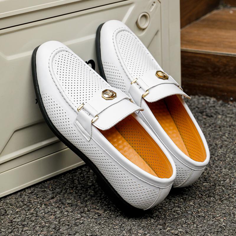 

Мода Лето Новые Мужские Лоферы для Бизнеса Мужские Повседневные Легкие Удобные Дышащие Брендовые Кожаные Туфли Социальная Обувь Мужские Размеры 39-47 47 белый