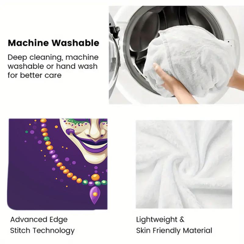 Carnival Clown Mask 2D Flat Pattern Flannel Blanket High Quality All Seasons Warmth and Comfort Perfect for Christmas Gifts.MMT0918389