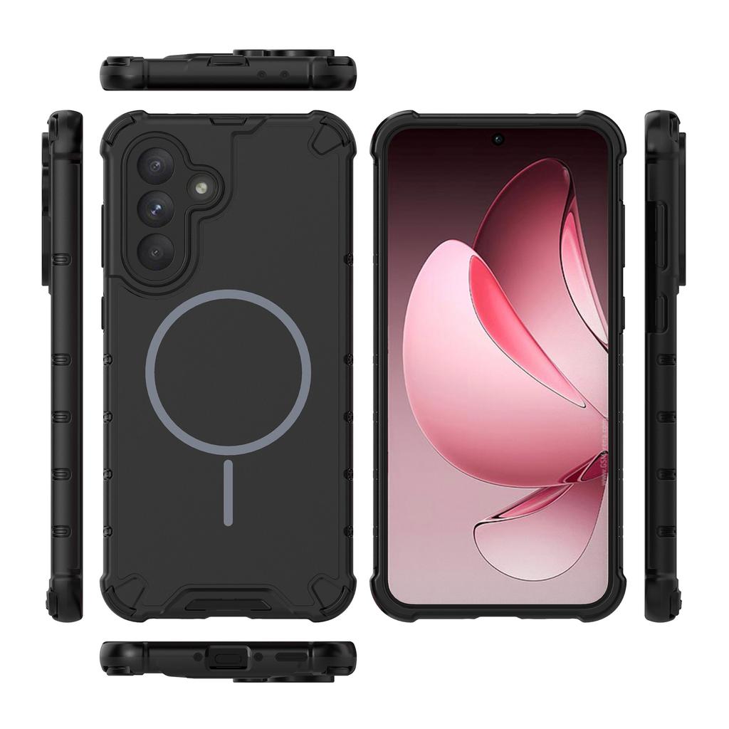 For Samsung Galaxy A56 5G Magnetic Case Corrugated Texture Heat Dissipation TPU+PC Phone Back Cover