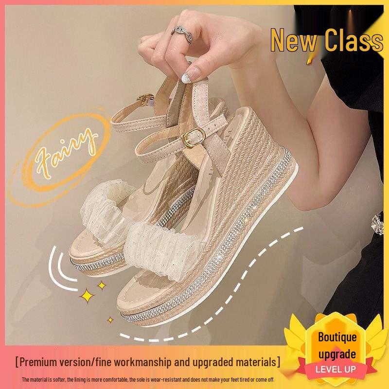 Niche Women's Fairy-Style Wedge Sandals, Summer 2025 - One-Strap Thick Sole Roman Design