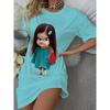 Women's Short-Sleeve Nightgown, Loose-Fit T-Shirt Dress with Playful Cartoon Little Print