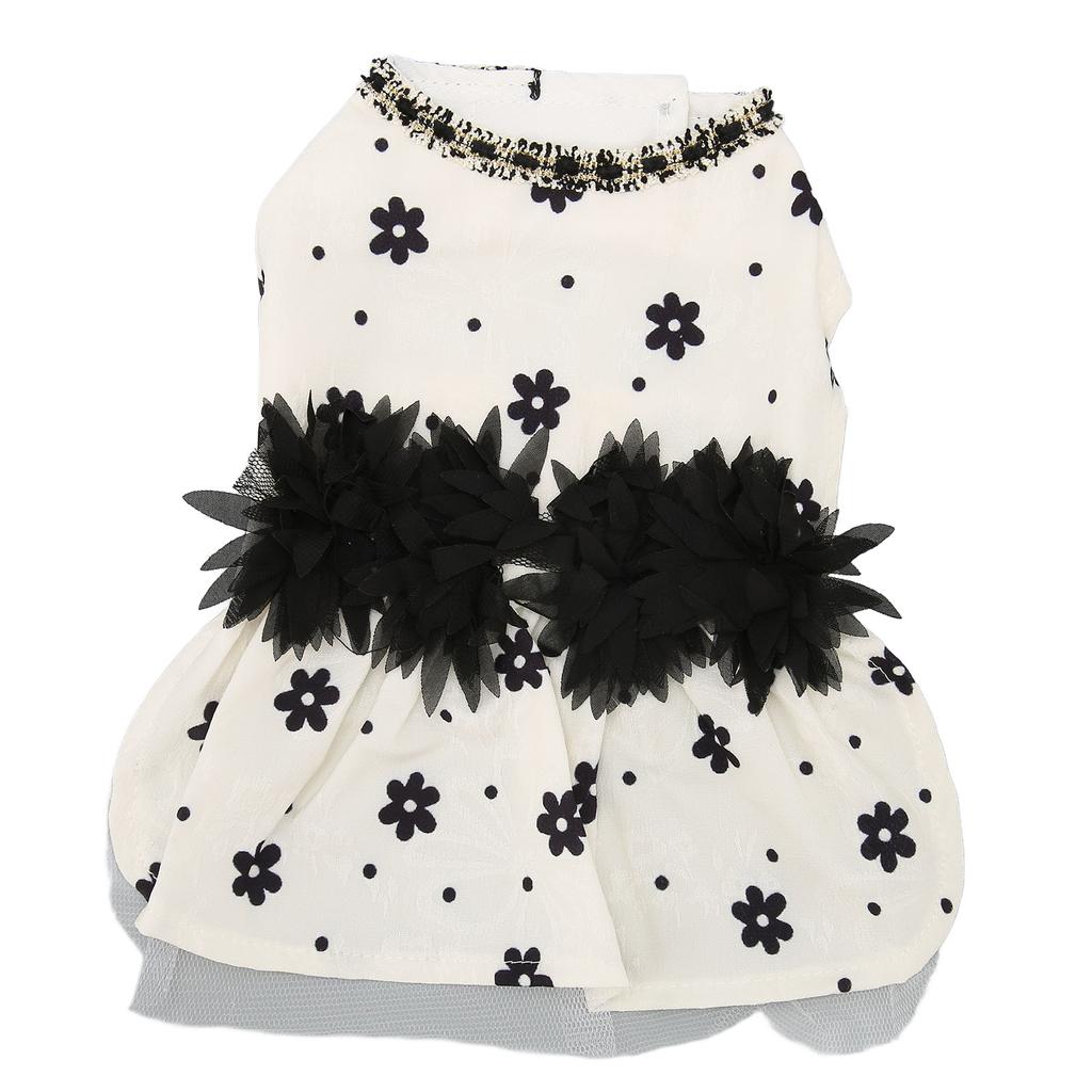 Pet Dog Dress Soft Comfortable Breathable Black Floral Pet Princess Dress for Small Pets Beige XL