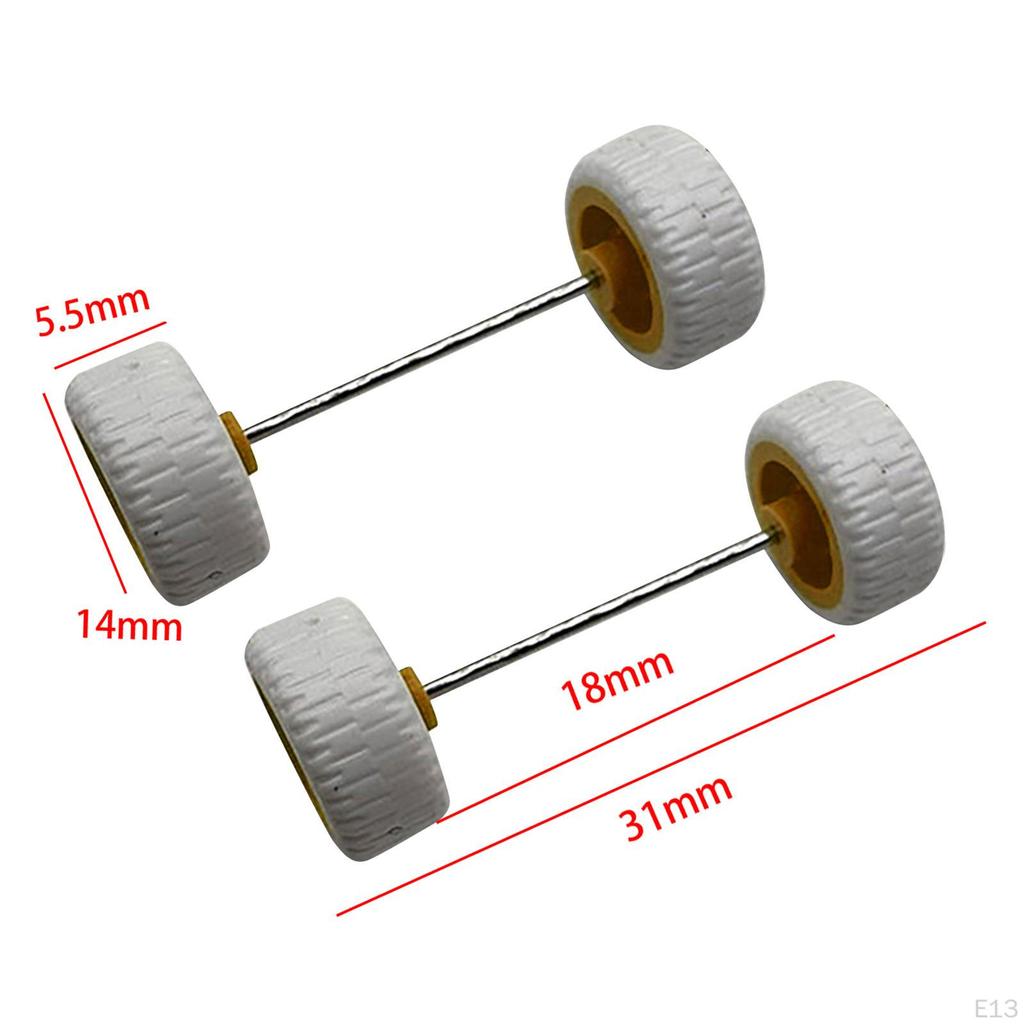 4 Pack 1/64 Scale Wheels with Axles for Diecast Car Models And RC Trucks
