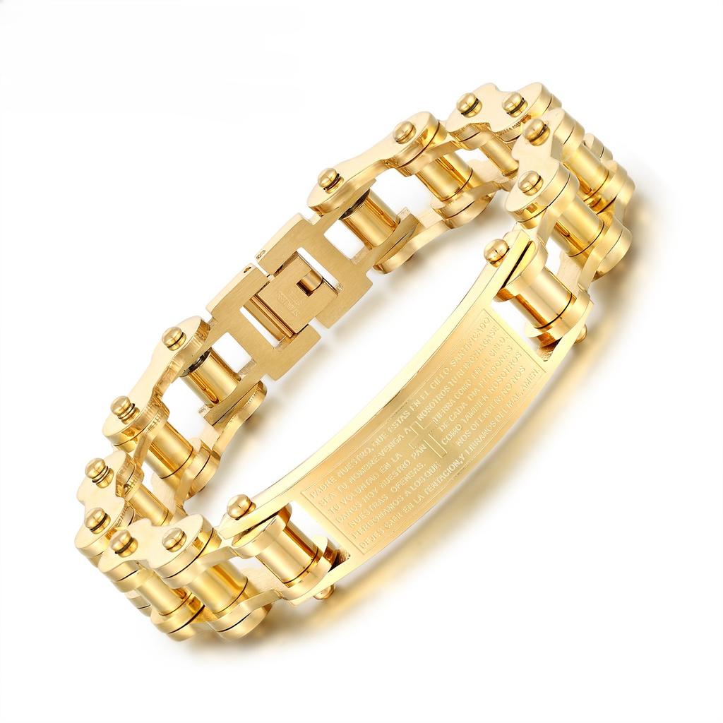2025 Bent Bike Chain Cross Scripture Bent Bracelet Men's Bracelet