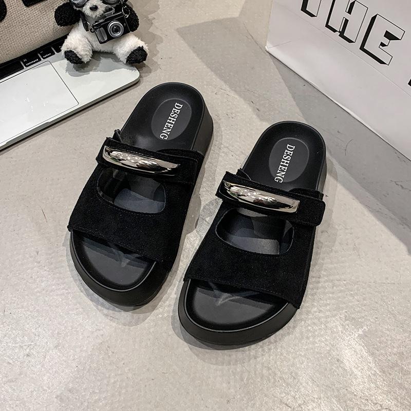 Retro Thick-soled Bag Head Half Slippers Women's Outer Wear 2025 New Spring Versatile One Pedal