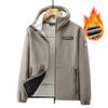 2025 Winter Warm Men's Fleece Jacket Hooded Pockets Solid Color Casual Norway Polar Jacket Cold-Proof Overcoat Plus Size Outwear