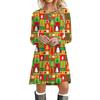 Sweet Cute Christmas Tree Dress Women Snowman Snowflake Print A-Line Dress Autumn Winter Casual Long Sleeve Mini Dresses