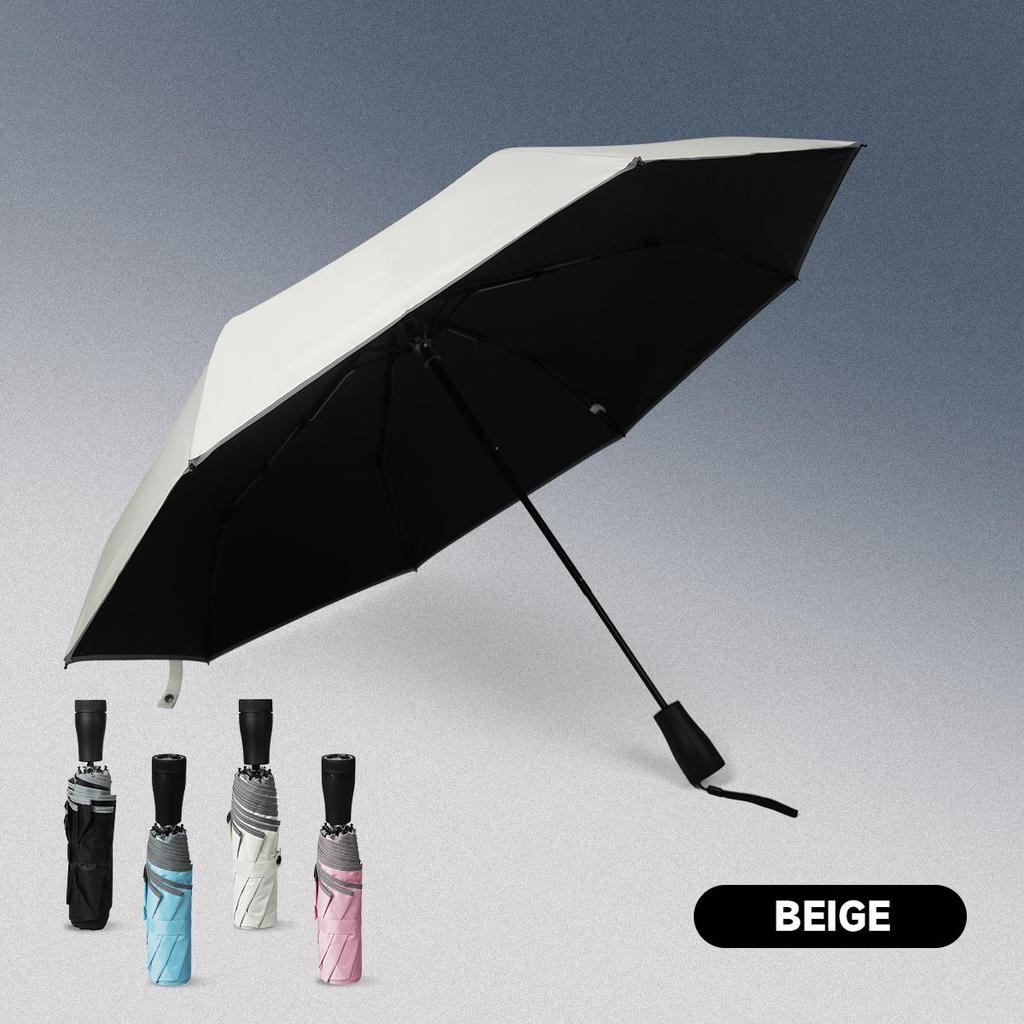 Guarda-sol à Prova de Vento e Chuva com Halo Refletor e Lâmpada Projetora LED à Noite, UPF50+, Guarda-chuva de Dobra Inversa, 8 Varetas Reforçadas.