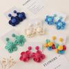 Five-Petal Flower Earrings, High-End Hand-Woven Raffia Earrings, Fashion Vacation Style.