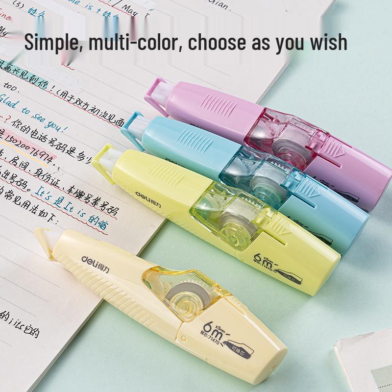 Deli Pen-Style Correction Tape, 5mm X 6m, Mixed Colors