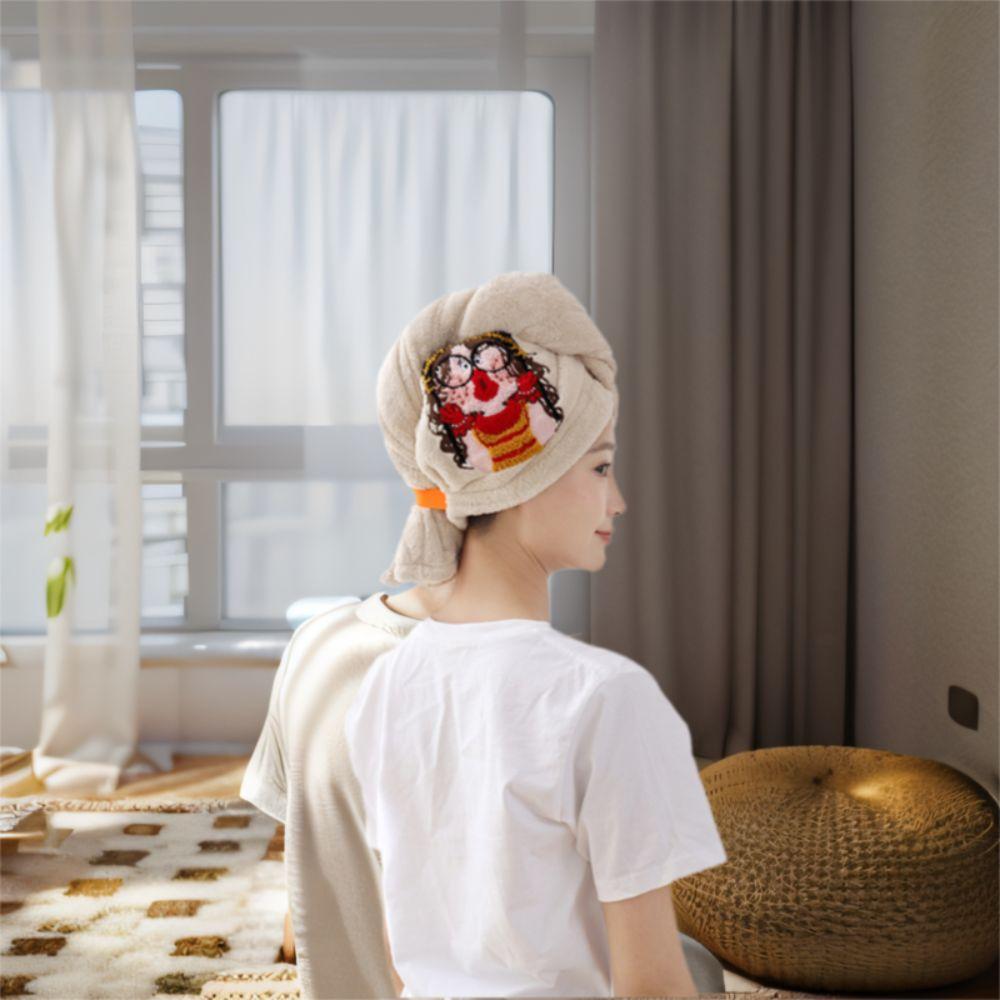 Coral Velvet Bath Hats Soft Turban Head Fashionable Quick Drying Cap Shower Time