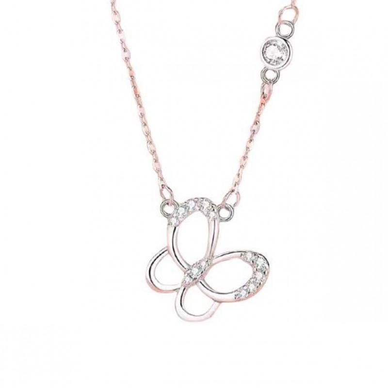 990 Sterling Butterfly Necklace Women Fashion Light Luxury Clavicle Chain Ins Style Versatile Choker