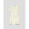 Waist String Short Sleeve Dress Beige