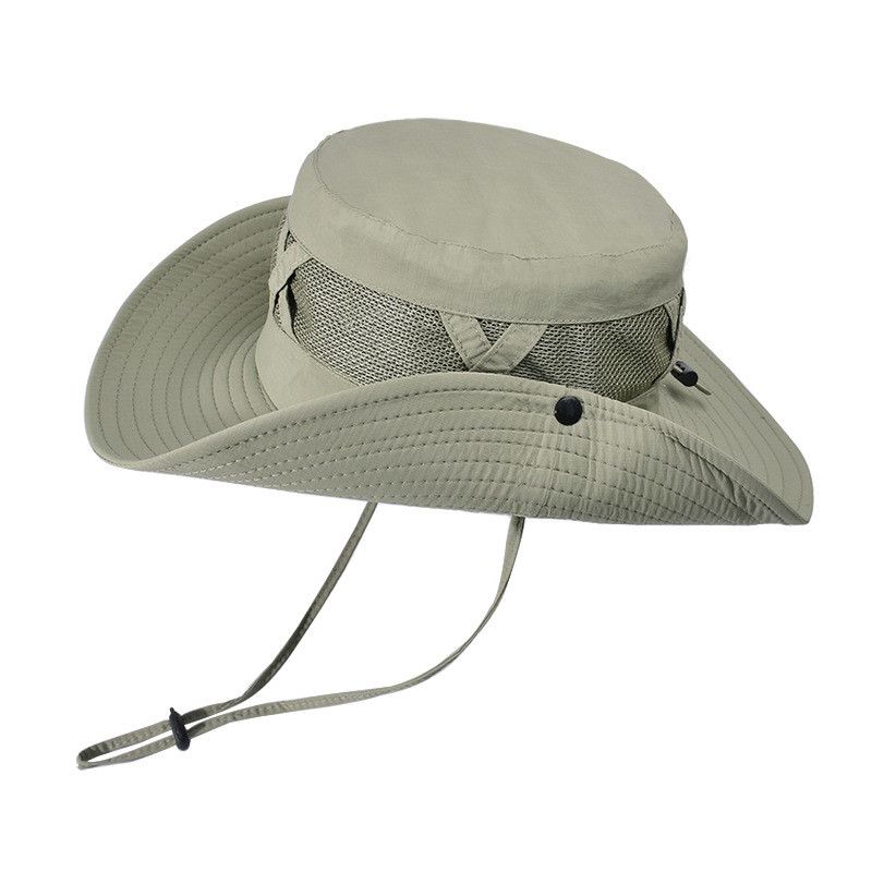 

9245 Summer Big Brim Breathable Sun-Proof Bucket Hat Men Spring & Fall Hiking Outdoor Sun Protection Sun Hat Fishing Hat Khakis net