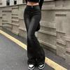 High Waist Flared Jeans Female Stretchy Bootcut Denim Pants Women Solid Color Thin Bell Bottoms Trousers