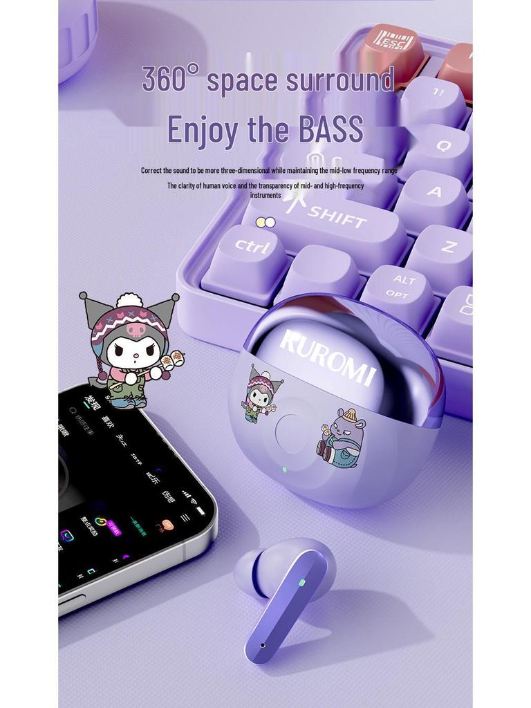 Sanrio K9 Bluetooth Noise-Canceling Cartoon Earbuds - Cute Mini Design with Ultra Long Battery Life